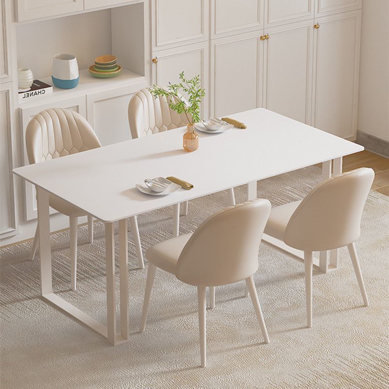 French Cream Style Slate Dining Table for Home Small Apartment Light Luxury Modern Simple Pure White New Dining Table and Chairs Rectangular