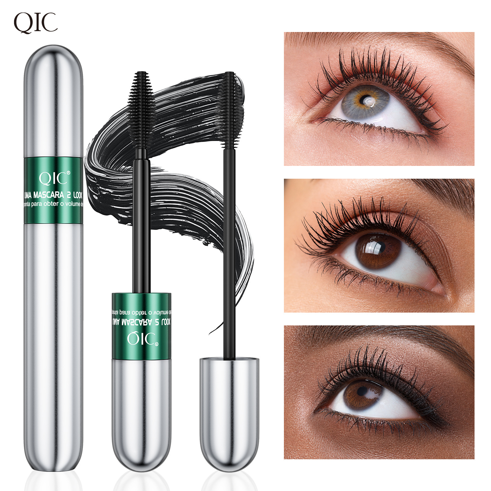 Qic Qicai Double-Effect 4D Mascara Waterproof Long Curling Natural Thick 2in1 Mascara North American Makeup Qic Qicai Double-Effect 4D Mascara Waterproof Long Curling Natural Thick 2in1 Mascara North American Makeup