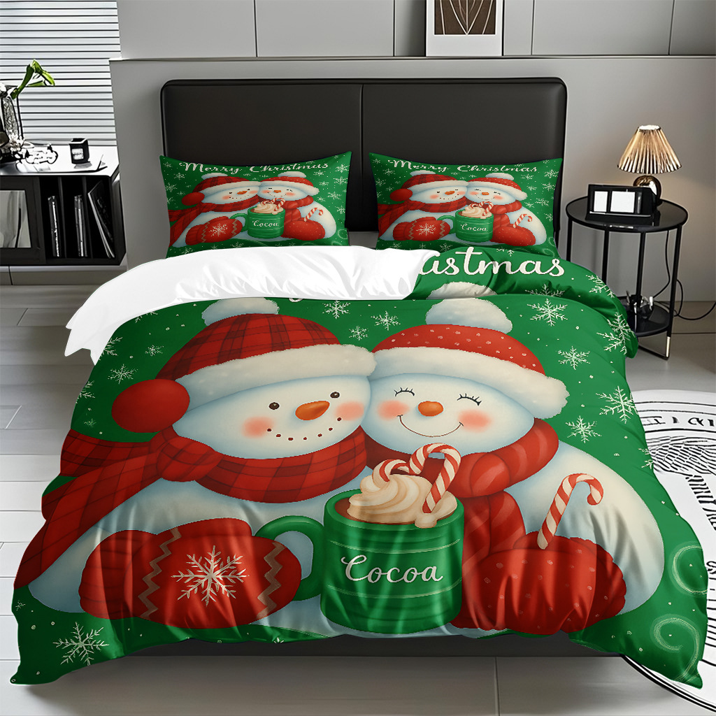 TEMU / JIT impresión digital transfronteriza HD Navidad pro piel suave colcha de cama kit para diseñar venta directa de fábrica