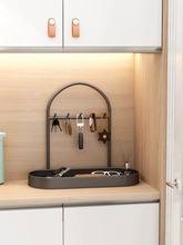 托盘入户收纳架挂钩上钥匙收纳置物架桌面饰品收纳盒玄关摆件鞋柜