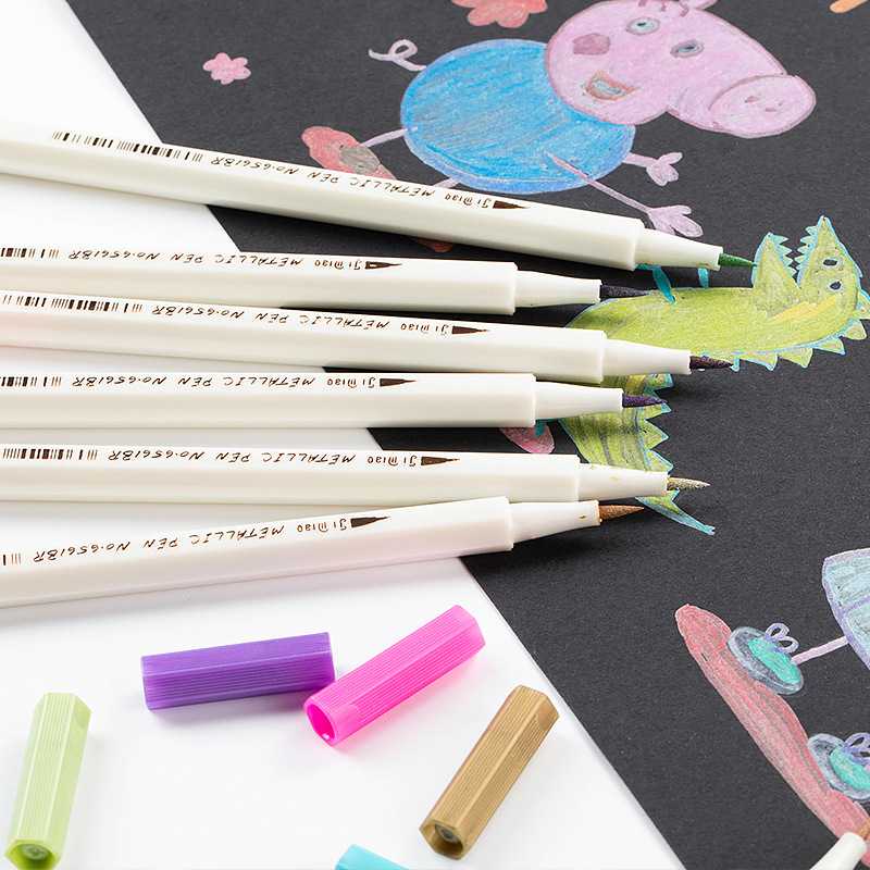 Customized Brush Pens, Metal Calligraphy Pens, Graffiti Drawing Black Card Paper, Art DIY Photo Albums, Journal Markers, Pearlescent Pens