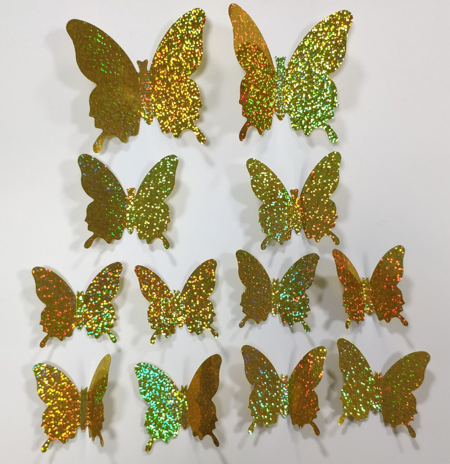 Adesivos de parede borboletas 3d com glitter para sala_voghion.com