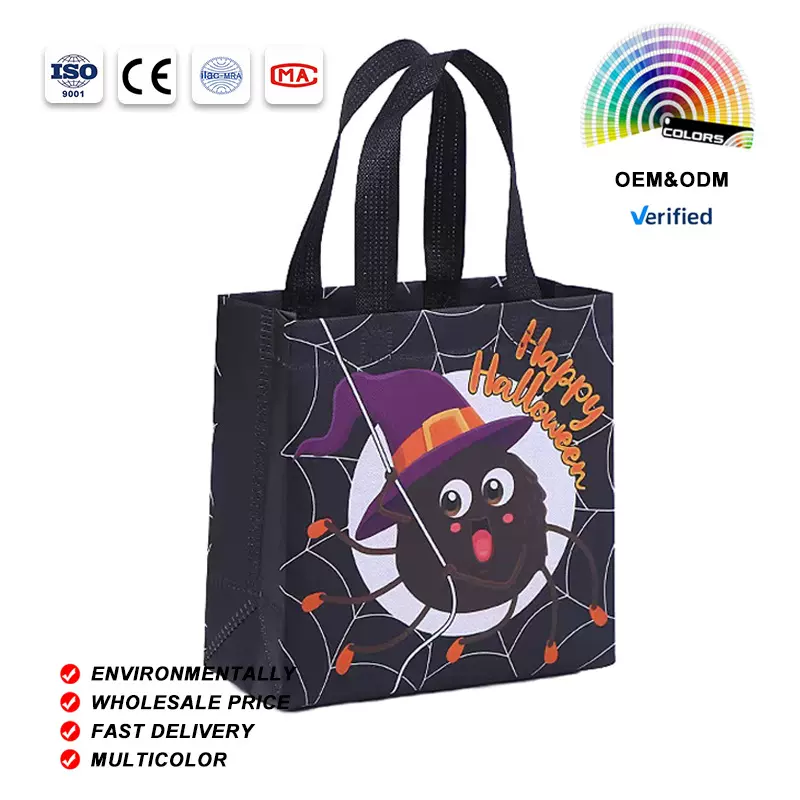 伊然圣诞无纺布袋现货覆膜万圣节手提袋跨境亚马逊圣诞节购物袋子