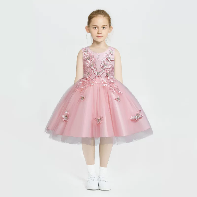 Children's multicoloured evening dress, skirt, wedding dress, small princess costume, European style, for catwalk