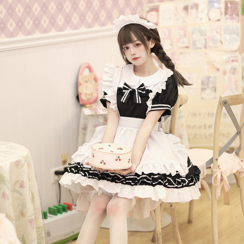 Cross-border cute maid black and white classic maid uniform COSPLAY women's clothing boss plus size maid clothing European, American and Japanese style