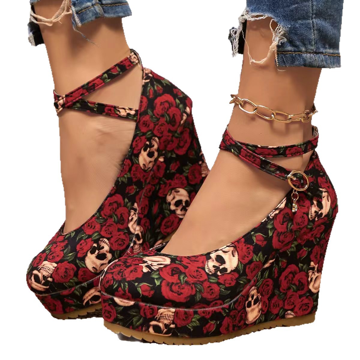 Women's Summer Wedge With Thick Platform, Waterproof, High Heel, Fashionable Casual Buckle Sandals For Outdoor Wear_vogvips.com