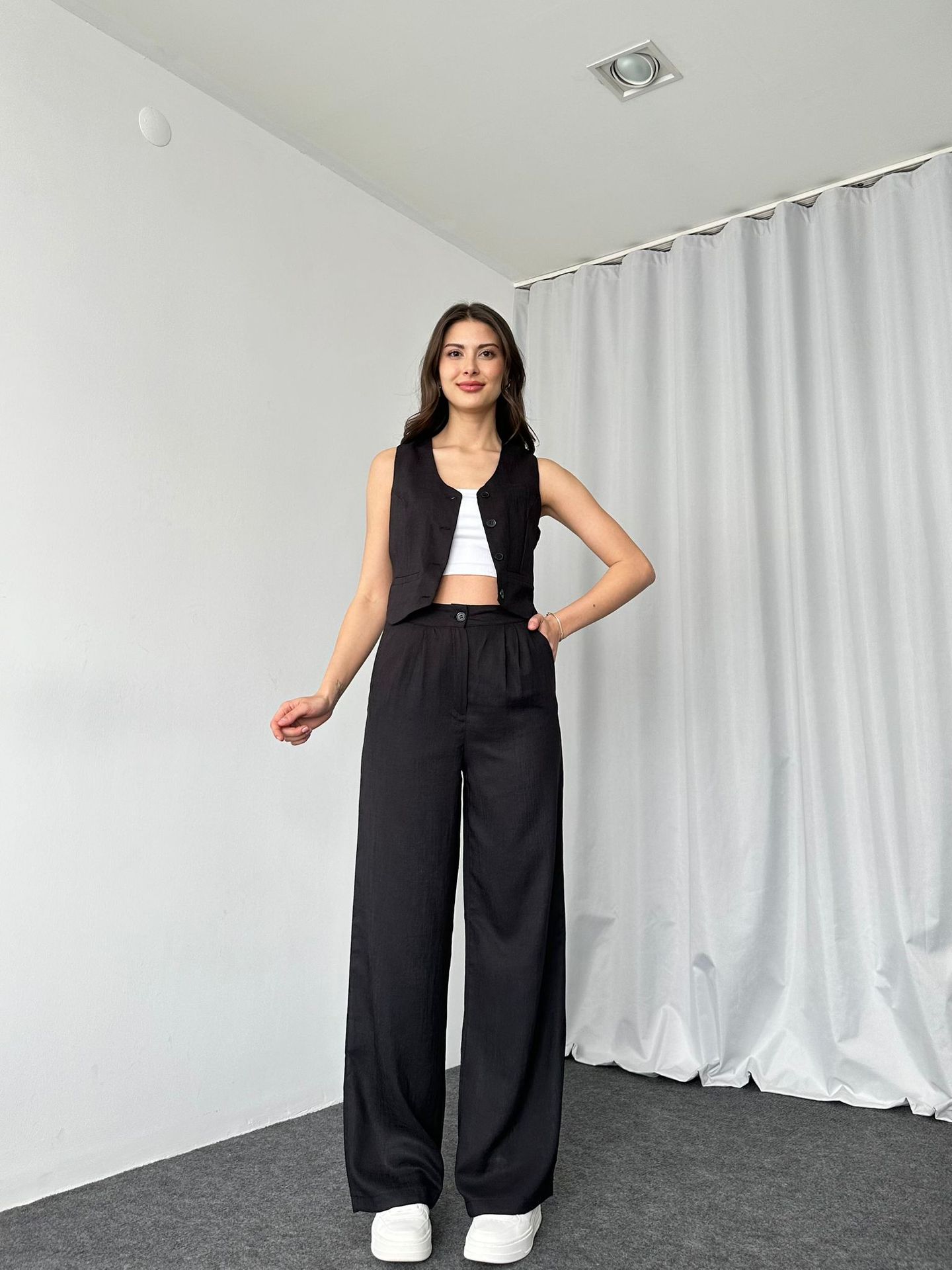 420g Weight Sleeveless Sleeve Length Spandex, Polyester Fabric Type Pant Co-ord Set Sets Type 2 Pieces Set Quantity Daily Occasion U Neck Neckline Regular Fit Fit Type Solid Color Pattern Summer Season Women's Gender Button Design Streetwear Style Daily Women's Streetwear Solid Color Spandex Polyester Button Pant Co-ord Set Pants Sets 26