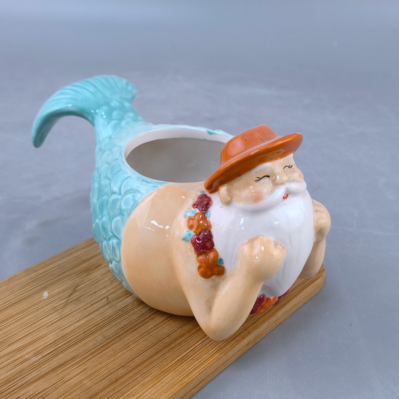 Dibujos animados creativos sirena cerámica carnosa maceta estilo animal lindo oso pequeño elefante mesa sirena decoración de maceta