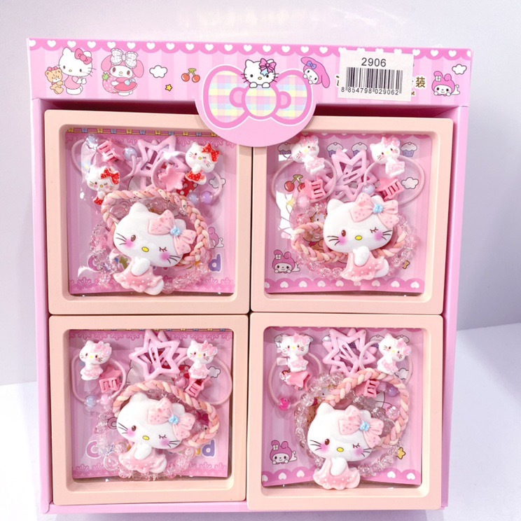 Dulce sutiiy gato cabello clip cuerda conjunto de pulseras para niños niñas vestidos de dibujos animados tocado regalos de vacaciones lotes