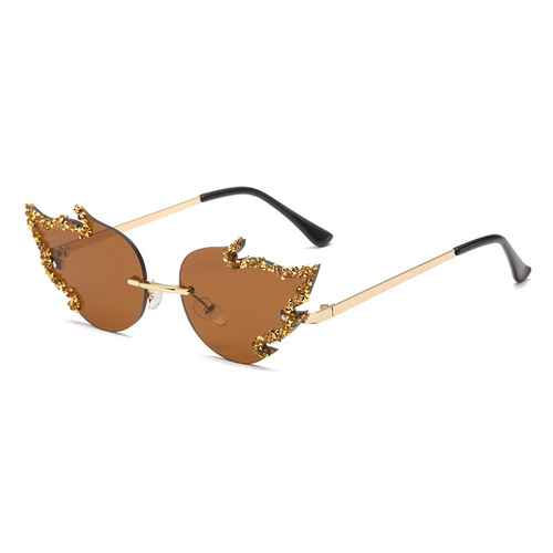 Diamond-studded Flame Sunglasses European and American Style Fashionable Halloween Party Funny Glasses