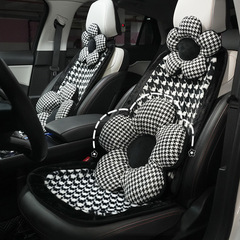 Car Seat Cushion – Winter Warmth, Comfort, Frost Protection, and Anti-Slip Design – Single-Piece Plush Houndstooth Car Seat Mat