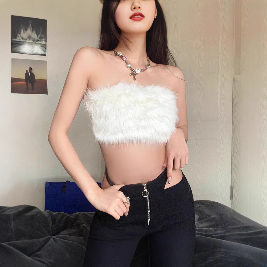 European and American 2024 Mao Mao Camisole Women's Inner Wear INS Summer New Sexy Spice Girls Super Short Outer Wear Tube Top