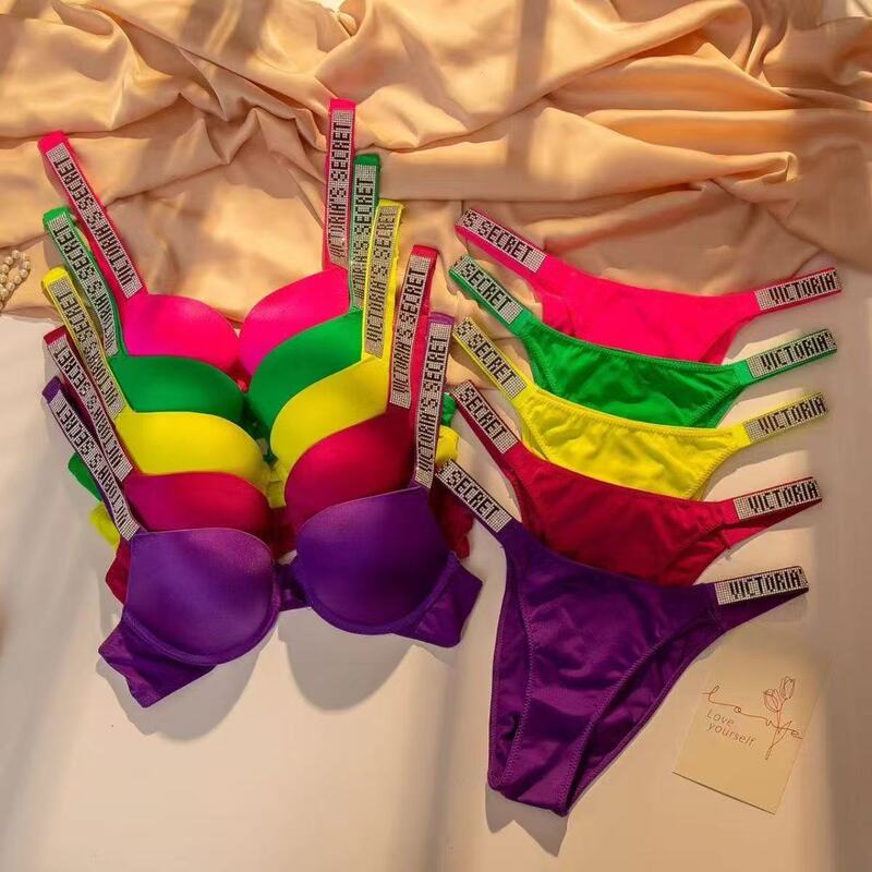 Cross-border rhinestone wide-strap push-up bra for women, European and American light luxury plus size high-slit sexy lingerie and underwear set Cross-border rhinestone wide-strap push-up bra for women, European and American light luxury plus size high-slit sexy lingerie and underwear set