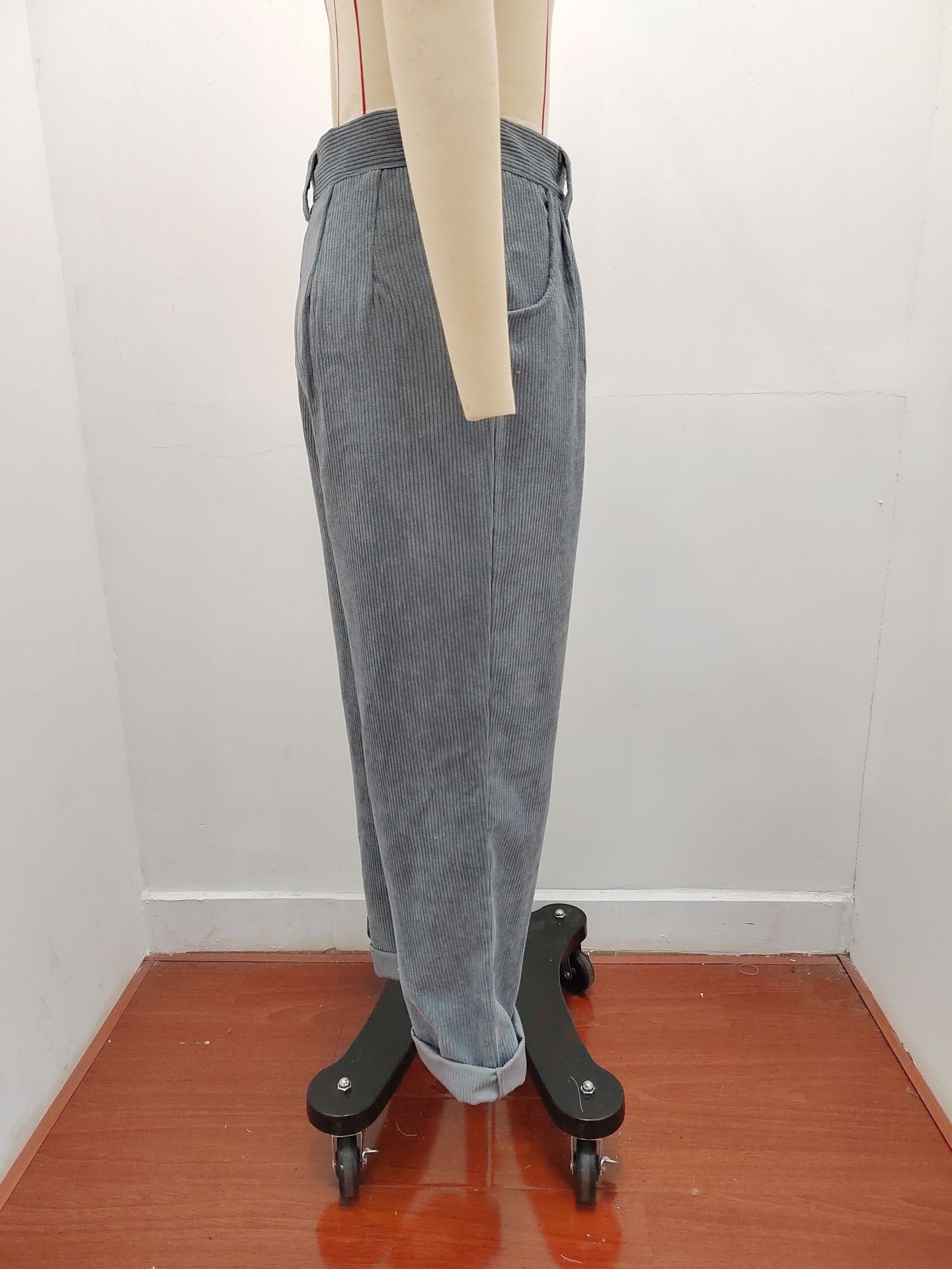 Women's Clothing Women's High Waist Casual Pants Autumn Solid Color Corduroy Loose Straight Pants Style For Formal & Casual For Women_ecoleips.com