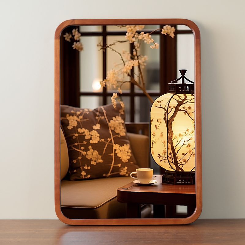 High-End Solid Wood Wall-Mounted Mirror, Pure Wood Frame, High-Value Floor-Standing Mirror, Wall-Mounted Mirror for Bathroom and Toilet