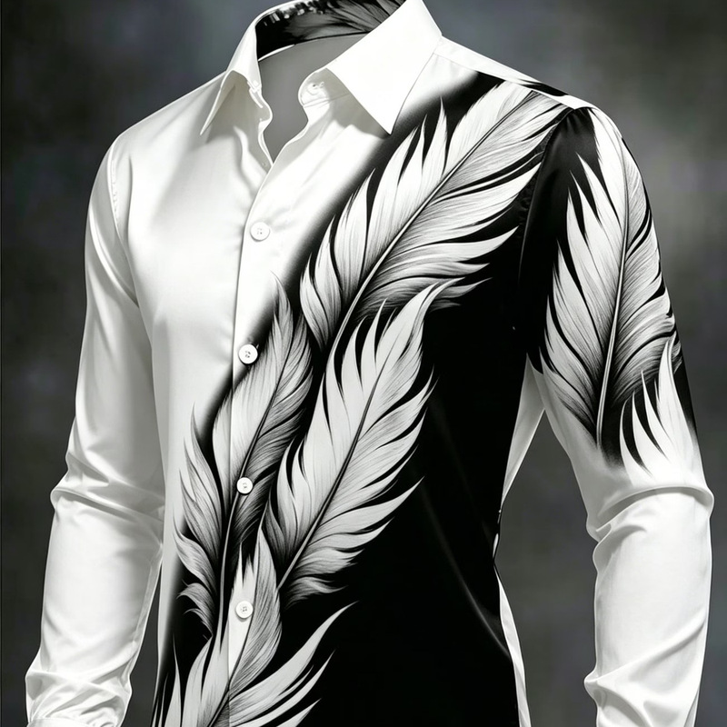 High-Quality Long-Sleeved Lapel Street Fashion European and American Cross-Border Shirt Men's New Casual Octopus Print Shirt