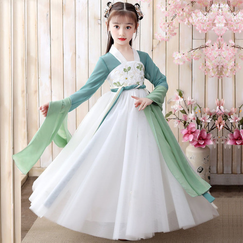 girls hanfu Chinese wind super fairy costume dress with elegant thin children hanfu Ru skirt