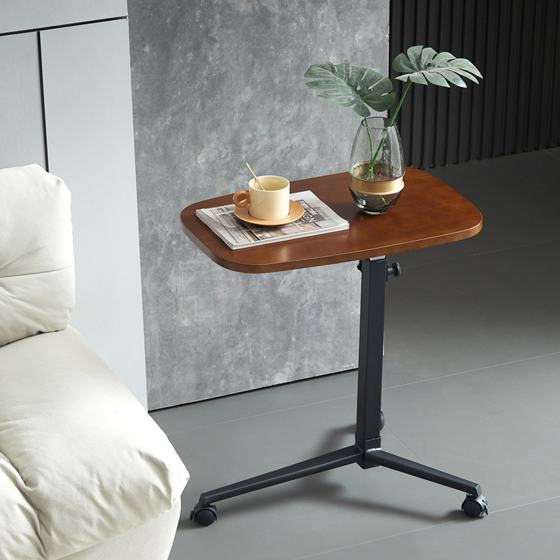 Solid Wood Side Table, Movable Lift Sofa Side Table, Minimalist Light Luxury Bedside Coffee Table, Living Room Bedroom Mini Corner Table