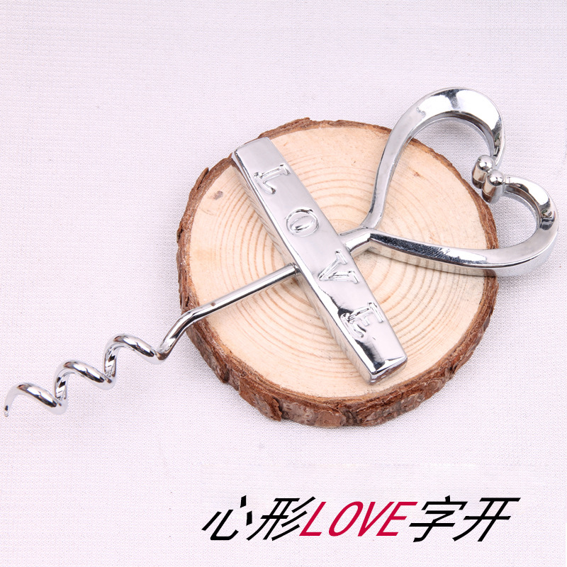 Abrebotellas de vino tinto LOVE en forma de corazón arte de pareja creativa destornillador de vino diamante boda regalo diario spot al por mayor