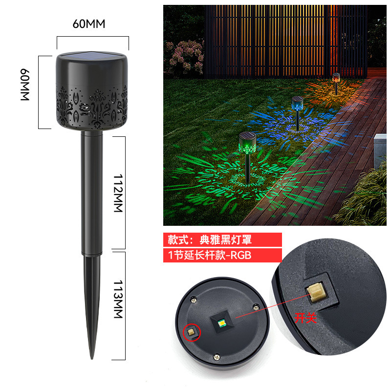 Lámpara de jardín solar RGB, proyección decorativa, impermeable, luces de césped