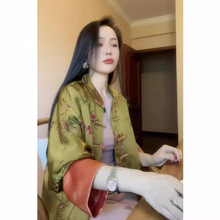 出口捡漏新中式复古国风唐装上衣黄色盘扣外套女秋季复古风