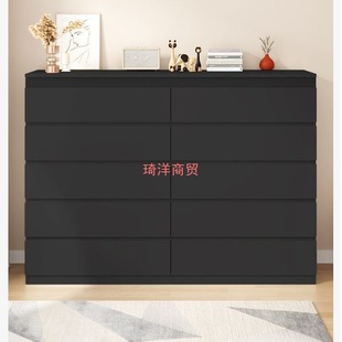 [Hot Sale] Black Chest of Drawers Home Bedroom Storage Locker Light Luxury Italian Living Room Drawer Chest of Drawers