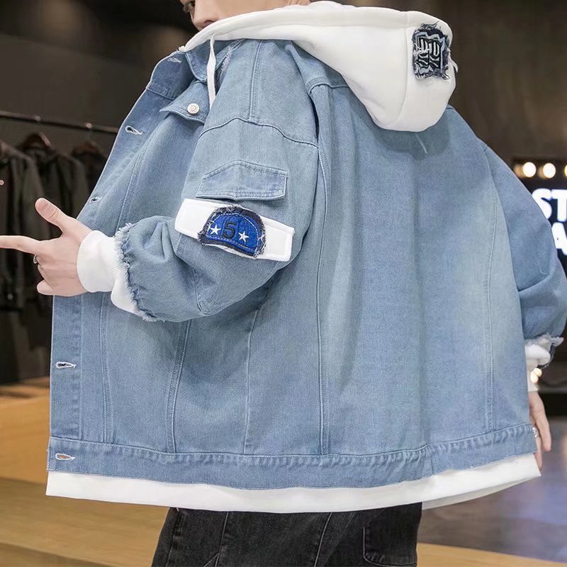 デニムのコートの男性の春と秋のファッションのブランドのジャケットの男性のカジュアルでかっこいい春の子供の青少年の学生の服|undefined