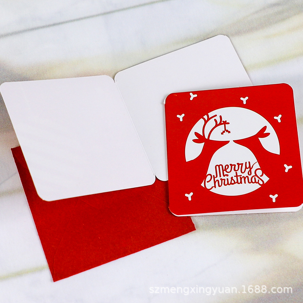 Tarjeta de felicitación plegable con sobre Tarjeta de bendición de vacaciones de cumpleaños de Navidad tarjeta pequeña Mensaje de dibujos animados creativo tarjeta de agradecimiento