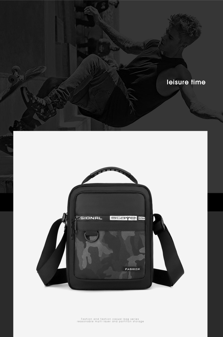2024 New trendy men's bag, waterproof Oxford fabric single-shoulder crossbody backpack, men's vertical multi-functional casual messenger bag undefined