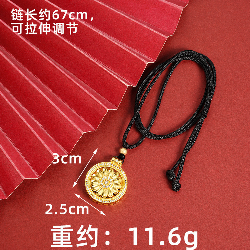 Herencia de oro de arena antigua, brújula de ocho tesoros, collar de bendición, estilo chino hueco, retro, marea nacional, joyería de aleación de cobre al por mayor