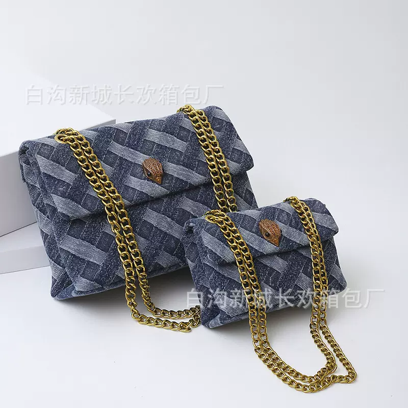 编织牛仔鹰头包热销跨境女包百搭链条包高级感大容量单肩斜挎女包