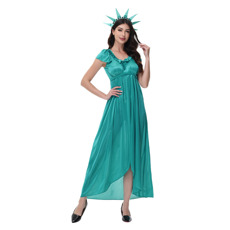 Foreign Trade New Adult Halloween Ancient Greek and Roman Green Skirt American Statue of Liberty Cos Cosplay Costume
