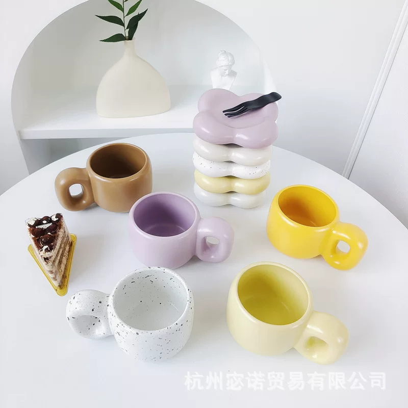 Cute coffee ceramic handle with glass, for beloved
