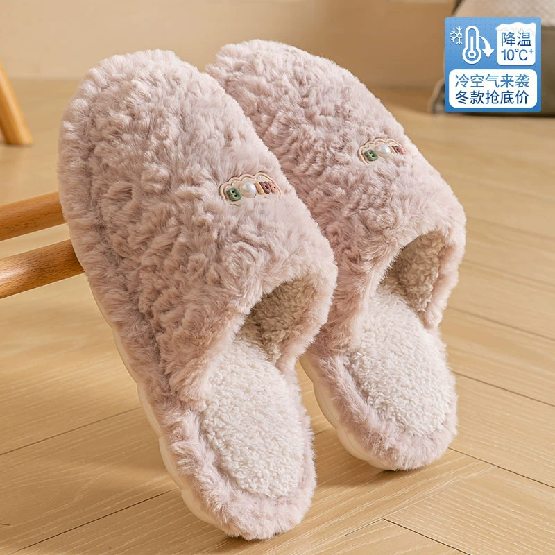 Хлопчатобумажные тапочки дамы осенние и зимние новые домашние дома нескользящие мягкие подошвы теплые плюшевые пары хлопчатобумажные тапки оптом