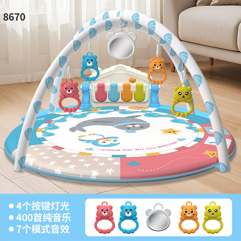 Gimnasio de Actividades con Piano para Bebé de Tela Música Interactiva, Sensor de Patada para Bebés