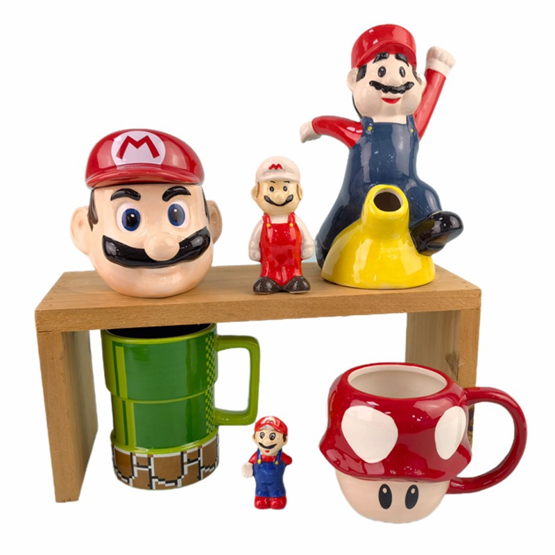 Super Mario Taza de cerámica con tapa de estilo explosivo transfronterizo cuidadosamente seleccionado Taza de agua de café periférica del juego
