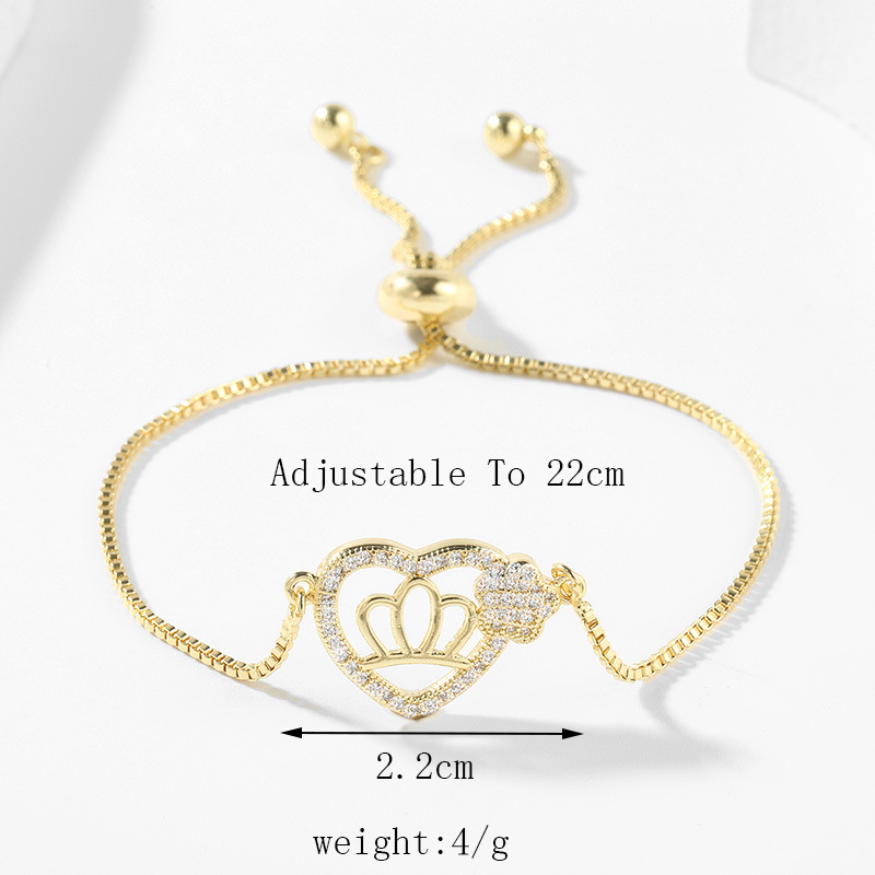 Fashion Heart Shape Copper Inlay Zircon Bracelets 1 Piece