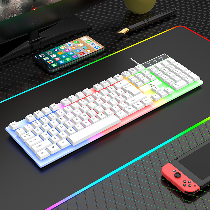 Teclado luminoso ratón juego de teclado con cable ratón traje RGB luminoso teclado único neutral embalaje transfronterizo comercio exterior