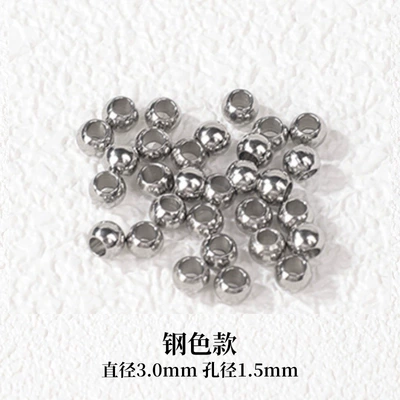 Zərgərlik ara hissələri diy bracelet round beads beaded - free-shipping-for-orders-over-38-titanium-steel-beads-steel-color-3mm-100-pieces