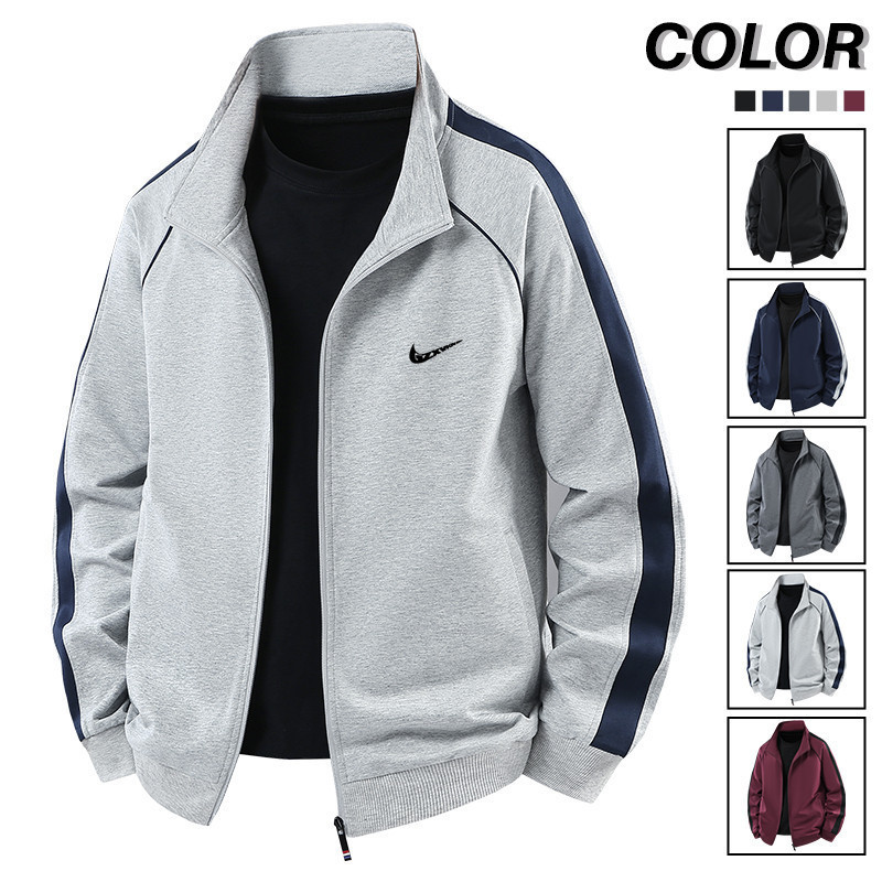 Spring and Autumn Men's Sweatshirt Jacket 2026 New Style Loose Comfortable Top Men's Knit 95% Cotton Versatile Stand Collar Cardigan for Men