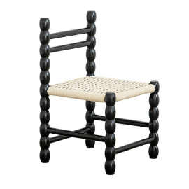 网红实木编绳凳子现代简约家用靠背化妆椅法式复古设计师洽谈餐椅