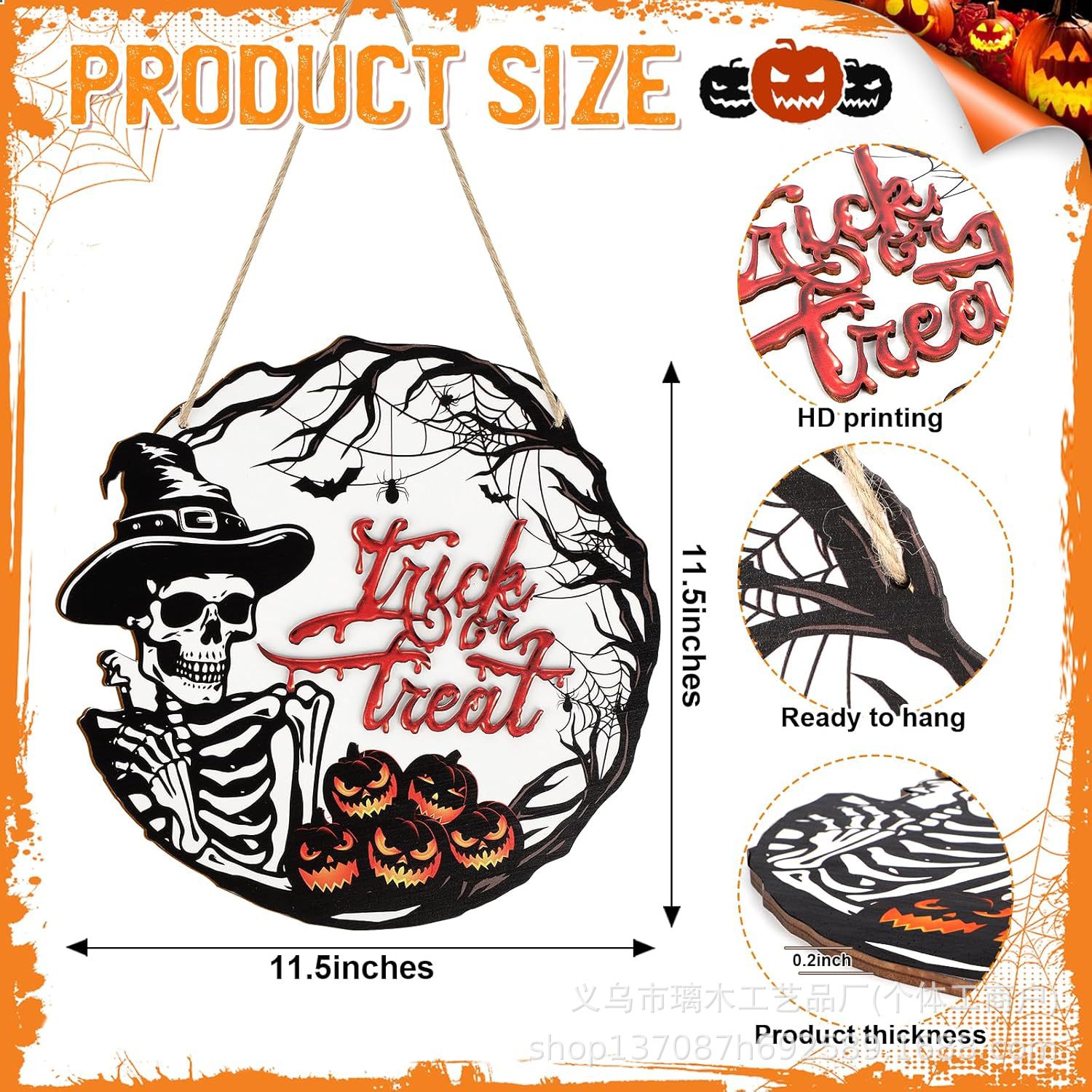 Nuevos productos transfronterizos de madera Halloween decoración de la atmósfera de la fiesta del hogar cabeza de ratón colgante decoración del patio vestíbulo