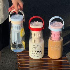 大容量のガラスストローカップ、マタニティ専用スナックカップ、女の子が横になって飲める、大人用の耐糖性ドリンクカップ