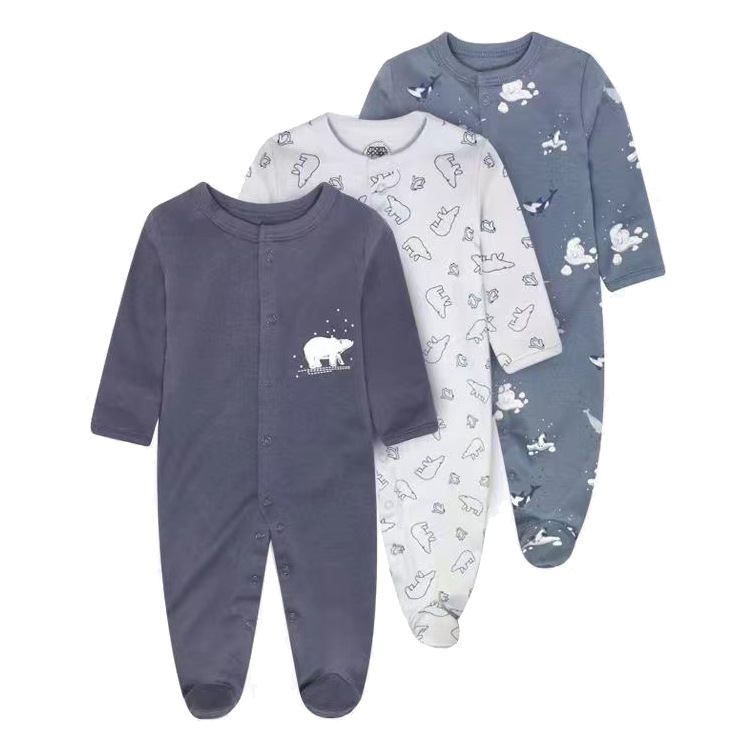 外国貿易の子供服春秋タイプの赤ちゃんのワンピースの長袖は足を包んでパジャマの新入生の赤ちゃんのプレゼントの箱を登ります。