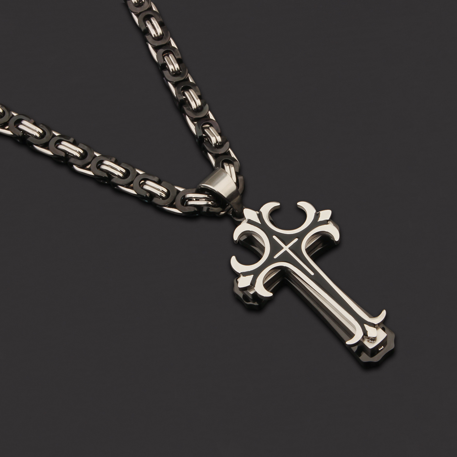 35g Weight Titanium Steel Pendant Material Pendant Necklace Classification Titanium Steel Chain Material 1 Piece Quantity Party, Carnival, Street Occasion Titanium Steel Material Cross Pattern Men's Gender Plating Design Exaggerated, Punk Style Exaggerated Punk Cross Titanium Steel Plating Men's Pendant Necklace 21