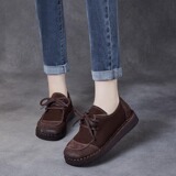 以一 Весенне-осенние новые модные женские туфли в стиле ретро на мягкой подошве, туфли на плоской подошве, женские туфли из воловьей кожи со шнуровкой и на плоской подошве