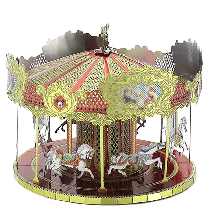 Modelo loco carrusel todo metal acero inoxidable modelo de ensamblaje de bricolaje juguete de rompecabezas tridimensional sin pegamento
