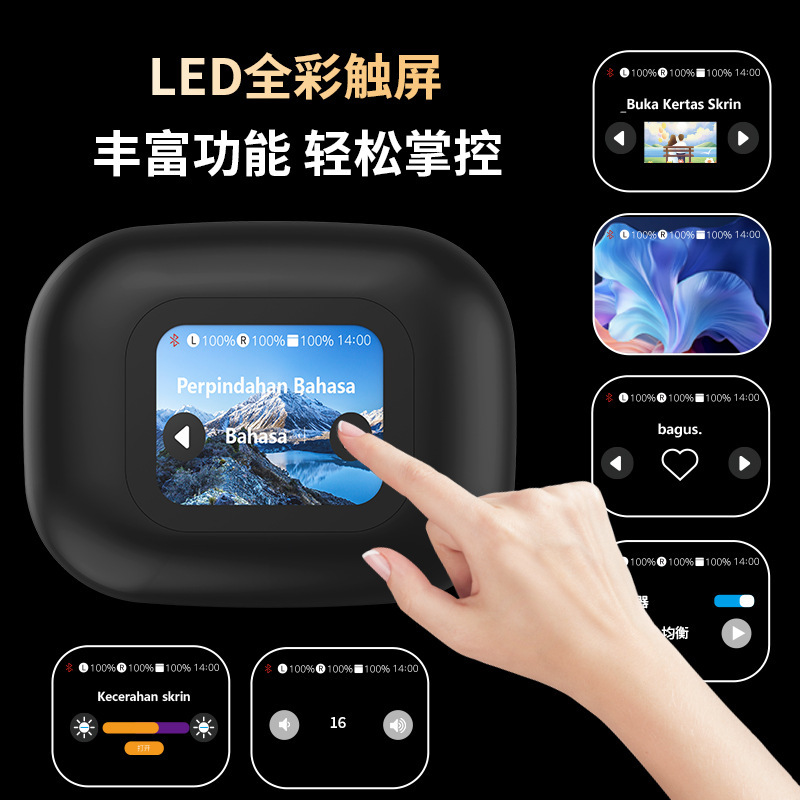 新しい AI インテリジェント翻訳 Bluetooth ヘッドセット LED カラー スクリーン ワイヤレス イヤーマウント スポーツ超長バッテリー寿命クロスボーダー ノイズ リダクション|undefined