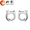 Cartoon earrings, doll, fresh accessory, silver 925 sample, cat, wholesale