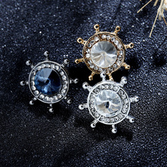 New fashionable men's sailor brooch, helm collar pin, versatile high-end corsage, personalized suit jacket accessories wholesale